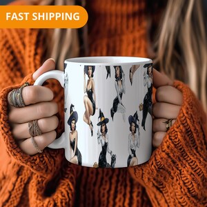 Gothic Witch Coffee Mug – Spooky Ceramic Cup with Witches Design, Halloweening Gift Idea