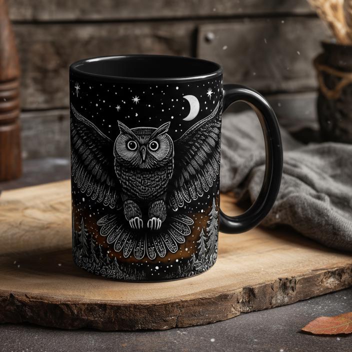 Owl Mug, Forest Core Owl Design, Woodland Theme Mug, Nature Lover Gift, Whimsical Cottage Core Cup,
