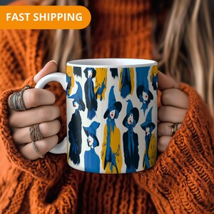 Halloween Witch Mug – Ceramic Coffee Cup with Spooky Pattern, Unique Halloweening Gift