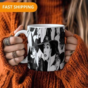 Gothic Witch Coffee Mug – Spooky Ceramic Cup with Witches Design, Halloweening Gift Idea