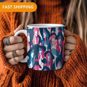 Halloween Witch Mug – Ceramic Coffee Cup with Spooky Pattern, Unique Halloweening Gift