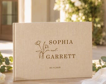 Custom Linen Wedding Guest Book ,Personalized Signing Reception Guestbook,Polaroid Photo Guestbook,Wedding Keepsake,Anniversary Memory Book