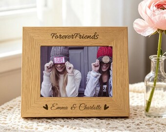 Personalized Bestie Sisters Photo Frame,Custom Wood Photo Gift,Friendship Keepsake for Best Friend,Birthday Gift,Home Decor,Engraving Frame