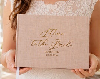 Personalized Letters to the Bride Scrapbook,Linen Bridal Shower Album,Hen Do Bachelorette Keepsake,Polaroid Wedding Guest Book,Bride Gift