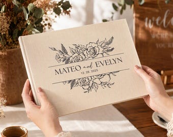 Personalized Linen Wedding Guest Book, Custom Signing Guest Album,Hardcover Polaroid Photo Scrapbook,Engagement Anniversary Gift,Memory Book