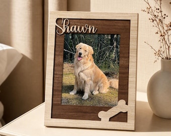Custom Pet Memorial Wooden Frame, Personalized Dog Cat Photo Keepsake, Rainbow Bridge Remembrance Gift, Pet Loss Sympathy Gift, Dog Mom Gift