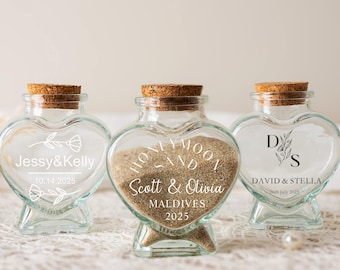 Personalized Honeymoon Keepsake Sand Jar,Heart Honeymoon Sand Jar,Beach Holiday Keepsake Bottle,Wedding Gifts,Gifts for Couple,Bridal Gift