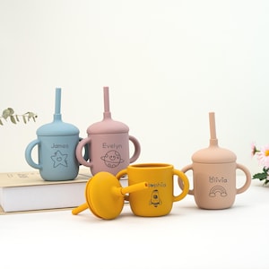 Custom Silicone Cup, Baby Silicone Sippy Cup, Personalized Silicone Sippy Cup, Engraved Name Sippy Cup, Toddler Cup, Baby Gift, Baby Tumbler
