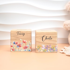 Money Box Girl, Money Box Personalized, Money Box Wood, Money Box Flowers, Piggy Bank Child, Baptism Gift Girl, Savings Bank, Nursery Decor