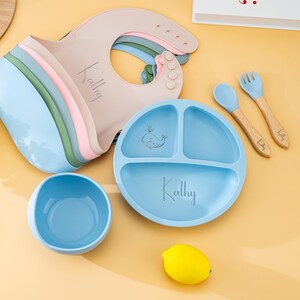 Silicone Tableware Set,Baby Baptism Gifts,Cartoon Silicone Baby Weaning Set,Toddler Gifts,Eco-Friendly Set,New Mom Gifts,Baby Birthday Gift