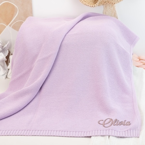 Personalized Baby Blanket,Soft Cotton Knit,Custom Baby Name Blanket,Baby Shower Gift, Newborn Blanket,Keepsake Gift for Baby,Nursery Blanket