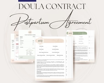 PostPartum Doula Agreement, Doula Contract, Postpartum Support Contract, Editable Templates, canva template, digital download, post natal