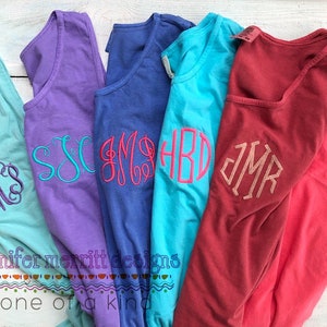 Comfort Colors Monogram Tank Top, Fitness Shirt, Swimsuit Cover Up, Workout Tank, Beach Tank Top, Bridesmaid Gift