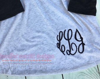 Personalized Raglan T-Shirt, monogram raglan shirt, baseball tee monogram, monogrammed baseball raglan, custom raglan