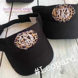 Embroidered Monogram Visor, Animal Print Monogrammed Sun Visor, Gift for Her