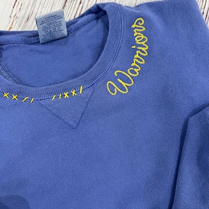 Embroidered Neck Sweatshirt, Vintage Team Sweatshirt, Hand Embroidered, Custom Embroidered Sweatshirt, Embroidered Crewneck, School Spirit