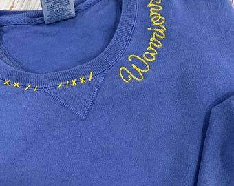Vintage Embroidered Sweatshirt, Custom Collar Embroidery