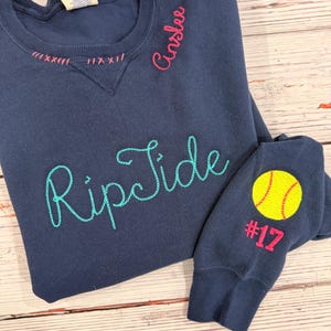 Embroidered Softball Sweatshirt, Custom Sports Team Mom Gift image 3