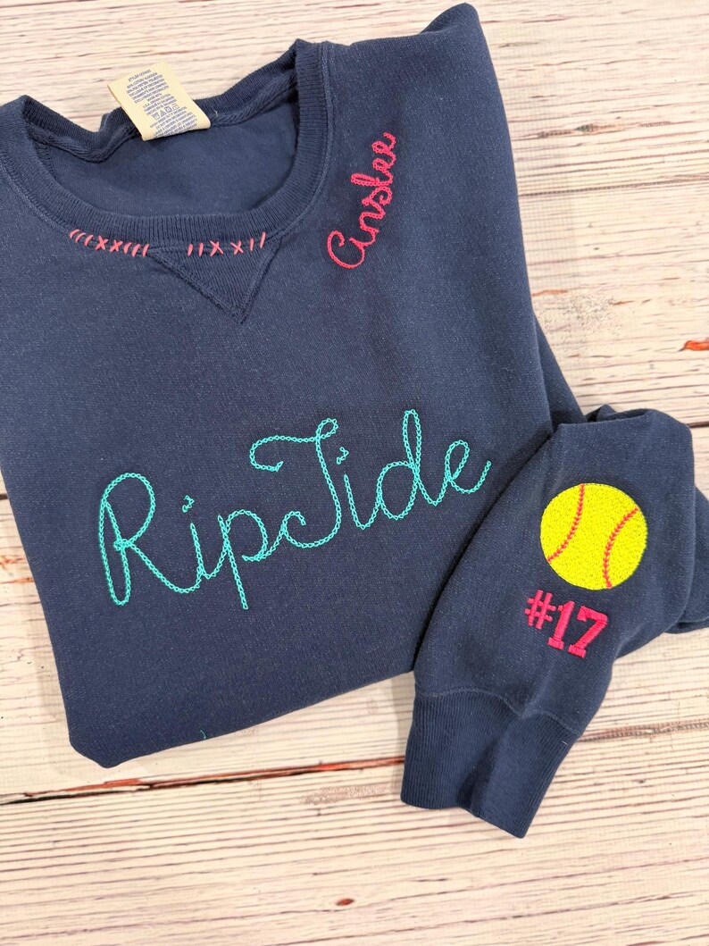 Embroidered Softball Sweatshirt, Custom Sports Team Mom Gift image 3