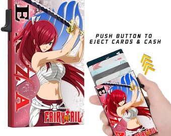 Fairy Tail Anime Slim Wallet with Cash Strap Featuring Erza Scarlett