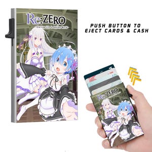 ReZero Anime Emilia and Rem Slim Anime Wallet with Cash Strap