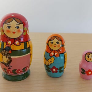 Authentic Matrioshka Traditional Classic Russian Doll 3 pcs, Russian Matryoshka,Russian Matryoshka Handmade nesting doll, russian fairy tale