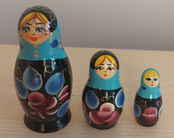 Authentieke matriochka traditionele klassieke Russische pop 3-delig, Russische matroesjka, kinderspeelgoed