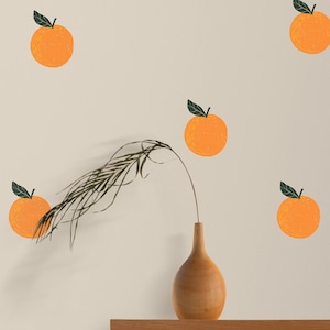 Calcomanías de pared de naranjas dibujadas a mano: pegatinas gruesas, removibles, reposicionables y fáciles de limpiar para cocina, guardería, habitación de niños y baño