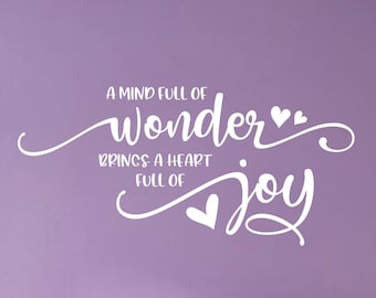 Wonder Decal - Boho Nursery Wall Art - Joy Wall Decal - with Hearts