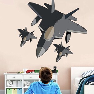 F22 Raptor Fabric Wall Decal Set of Three 3 - Large Removable and Reusable