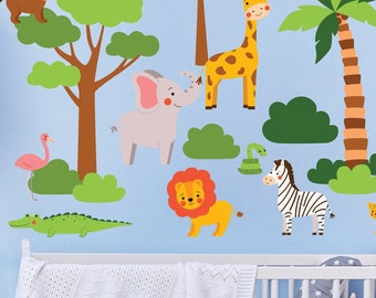 Children's Safari Wall Decal Set - "Wild Wonders" - Removable, Repositionable, Reusable Sticker Set