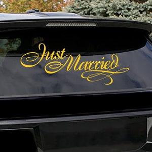 Just Married 取り外し可能な車用デカール - シンプルでエレガント、上品