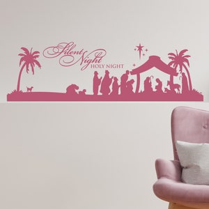 Silent Night Holy Night Nativity Scene Wall Decal - Elegant Christmas Decor - Temporary and Removable