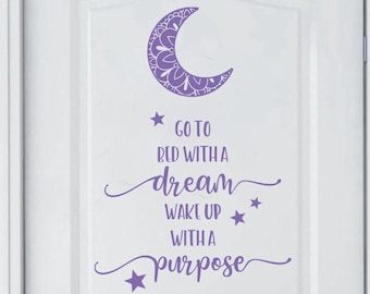 Motivational Moon and Stars Quote Wall Decal - Dream Big Every Day - Inspirational Wall Sticker - Removable