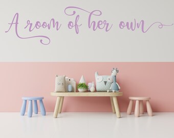 A Room of Her Own Wall Decal - Feminine Script Decor for Personal Spaces - Removable Wall Sticker