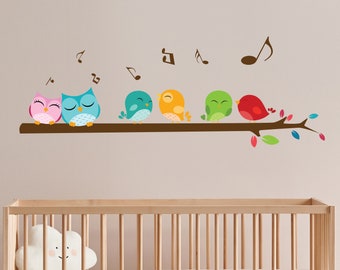 Singing Owls and Birds Wall Decal - Full Color -