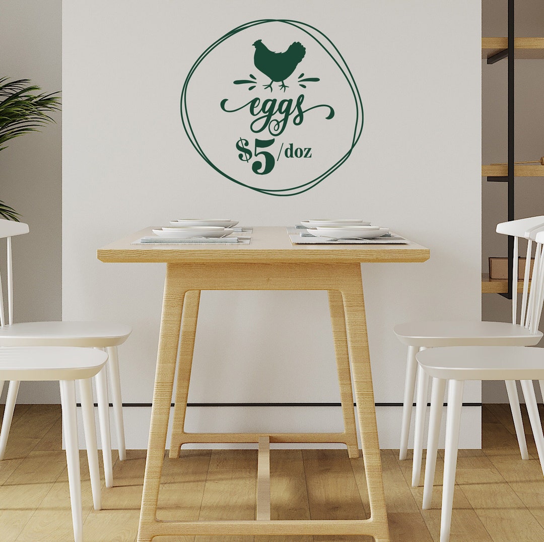 Rustic Chicken Eggs Vinyl Wall Decal: Farmhouse Kitchen Decor - Etsy