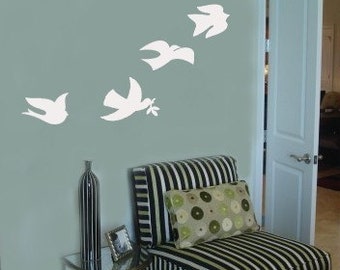 Set of 4 DOVE Peace Love Bird vinyl wall art sticker decals