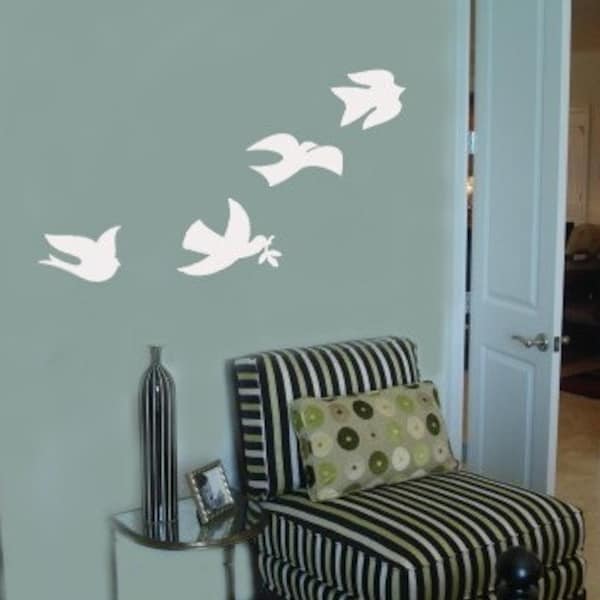 Set of 4 DOVE Peace Love Bird vinyl wall art sticker decals