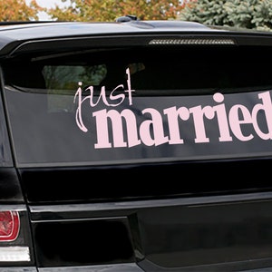 Just Married Removable Decal for Car, Wall, More