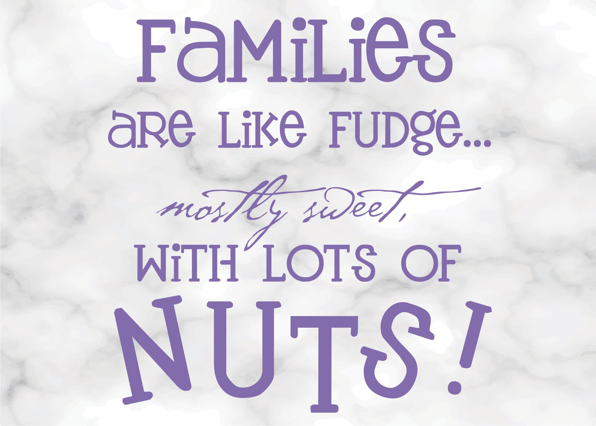 Autocollant Mural Vinyle 'Families Are Like Fudge' - Déco Cuisine Humoristique - Neuf Sous Emballage