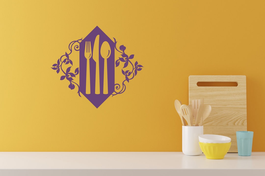 Setting Image Decals Cutlery Decal Place Setting Decal With Decorative Vines for - Etsy