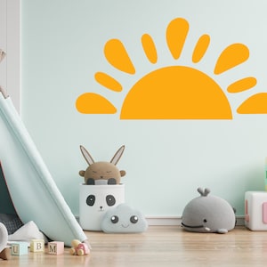 Half Sun Rise Vinyl Wall Decal - Boho Sunburst Home Decor, Bedroom & Nursery Wall Art, Sun Mural, Wall sticker