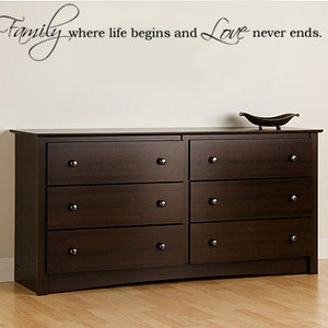 Family Where Life Begins and Love Never Ends Vinyl Wall Decal Painted Appearance image 2