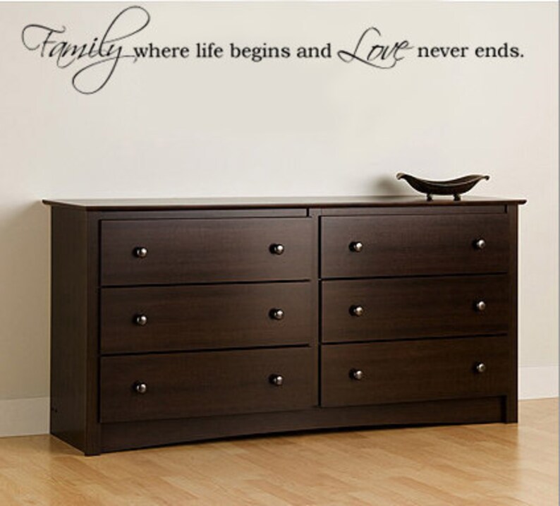 Family Where Life Begins and Love Never Ends Vinyl Wall Decal Painted Appearance image 2