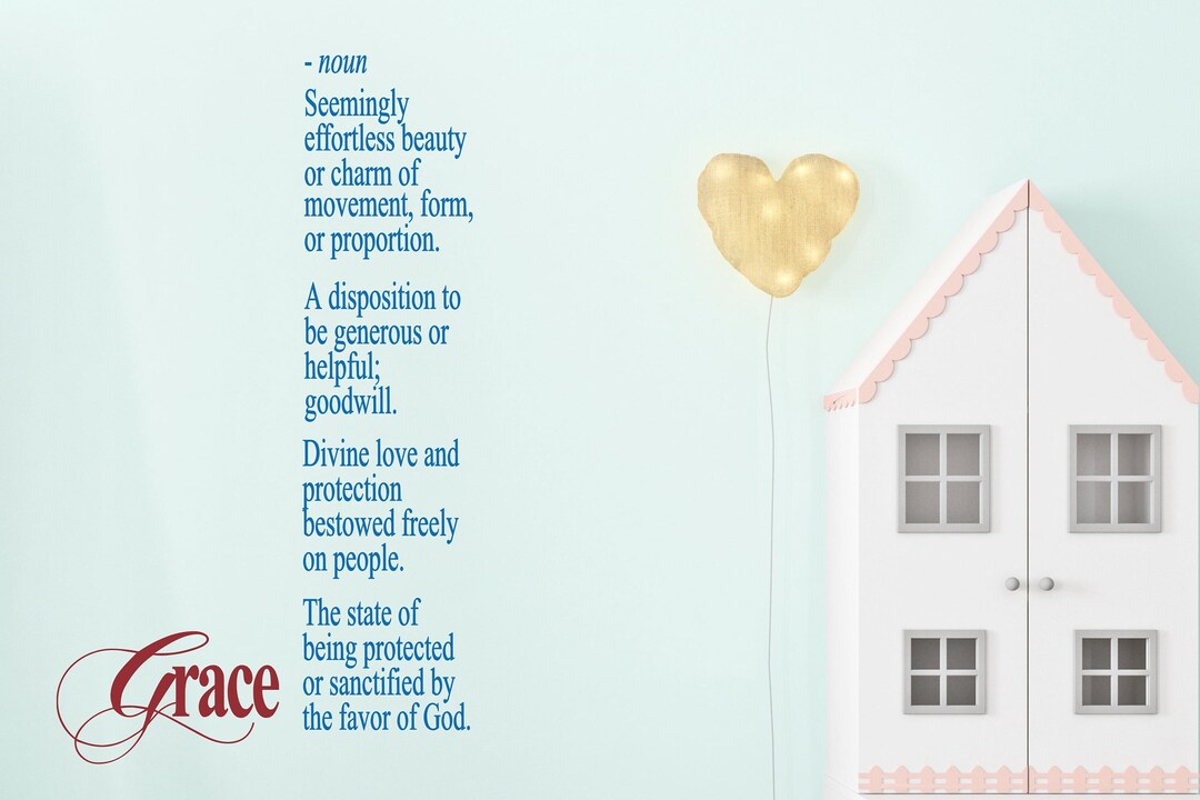 Grace Definition Wall Art Vinyl Decal Twocolor Etsy