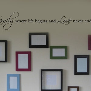 Family Where Life Begins and Love Never Ends Vinyl Wall Decal Painted Appearance image 1