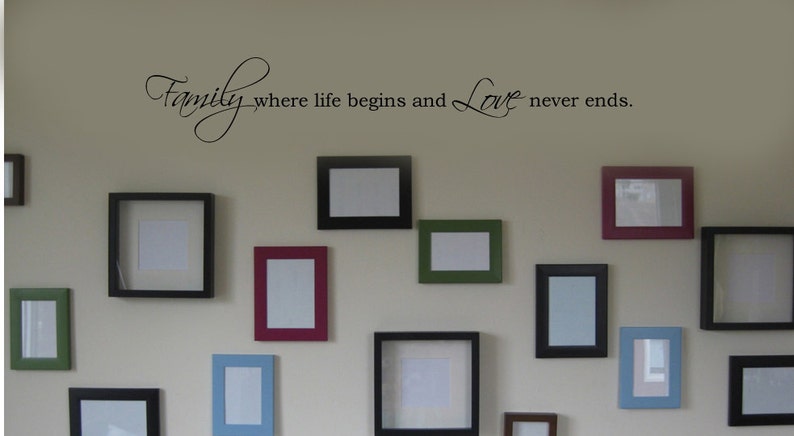 Family Where Life Begins and Love Never Ends Vinyl Wall Decal Painted Appearance image 1