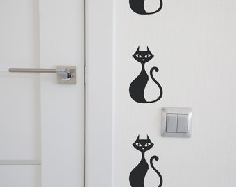 Mid Century Modern Cat Decals - Set of 18 - Removable Wall Sticker