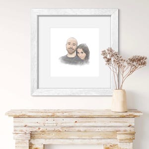 Couples Line Drawing | Custom Couples Art Anniversary Gift | Presents Ideas Couples Portrait Painting Engagement Wedding Memory Sketch